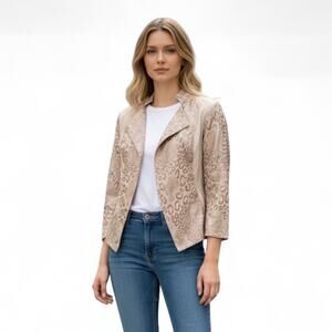 Chicos Women’s Microsuede Open Front Animal Print Jacket size Medium